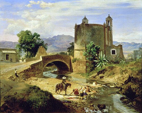 El puente de san Antonio en el camino de San Ángel, junto a Panzacola, 1855, Eugenio Landesio