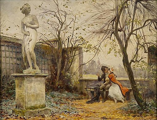 Amorous Couple in a Garden, , Eugène Deully