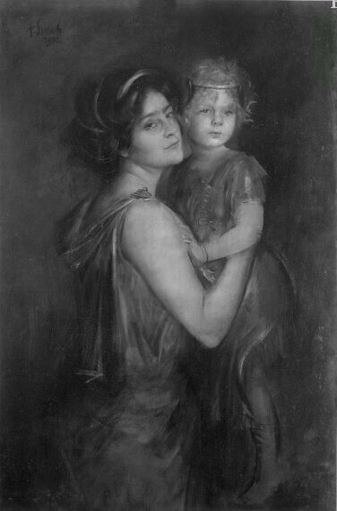 Mother + child, (Frau Prof. Ronband mit Lenbachs Tochter Marion), 1902, Franz von Lenbach