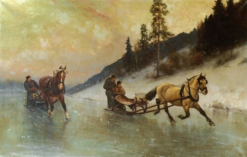 Schlittenfahrt auf dem Eis, 1920, Axel Ender