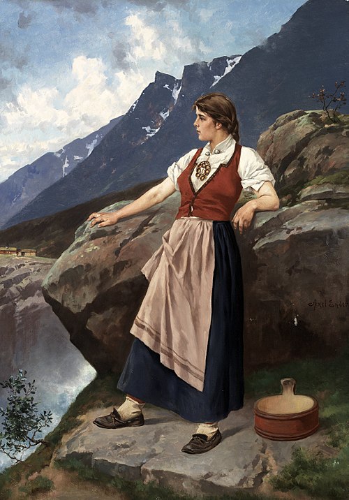 Kvinne ved utsiktpost, 1920, Axel Ender