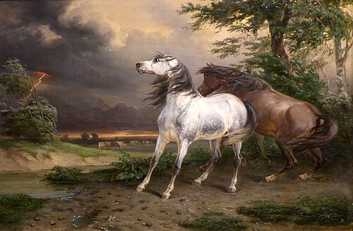 Chevaux effrayés par l’orage, 1900, Carle Vernet