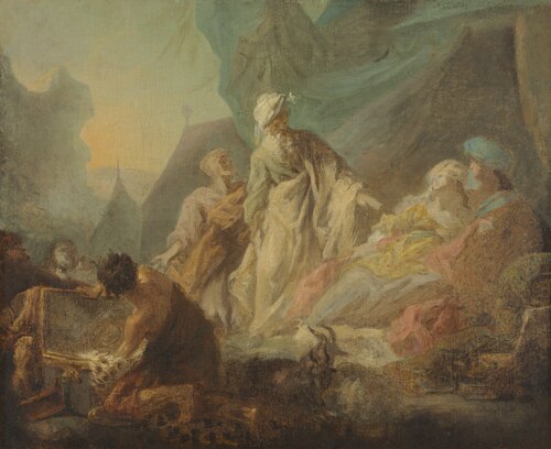 Laban Searching for His Stolen Gods, 1753, Augustin de Saint-Aubin