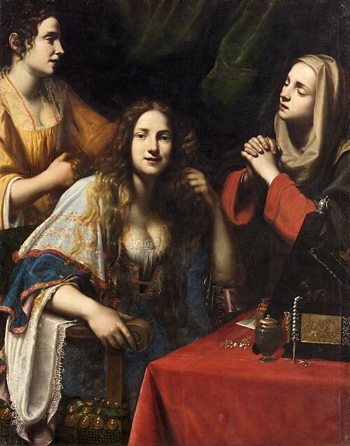 Martha scolding her vain sister Mary Magdalene, 1630, Francesco Lupicini