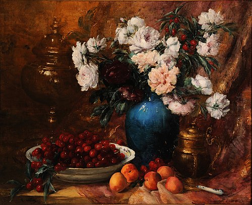 Vase, flowers and fruit, 1890, Antoine Vollon