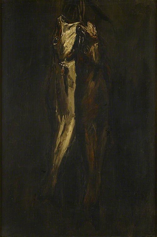 Still Life of Herrings suspended on a Wall, , Antoine Vollon