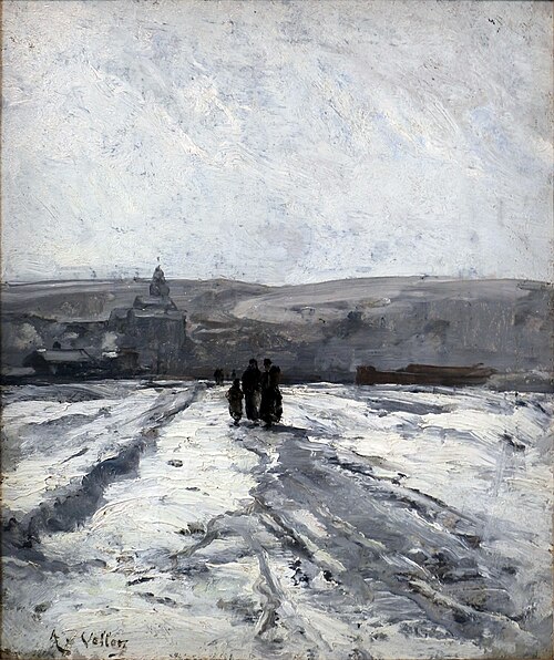Dieppe, effet de neige, 1870, Antoine Vollon