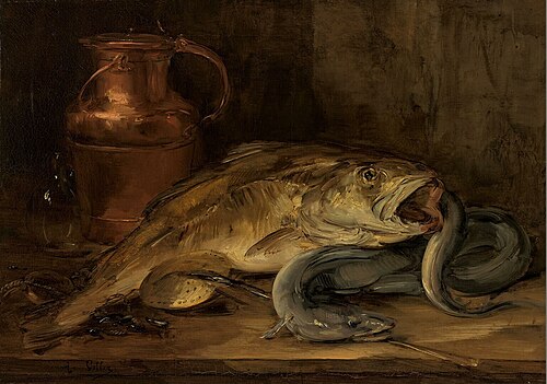 Still Life with Fish and a Copper Jug, 1875, Antoine Vollon
