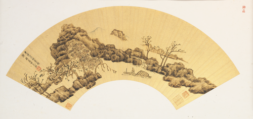 陈洪绶秋溪泛艇图扇页, , Chen Hongshou