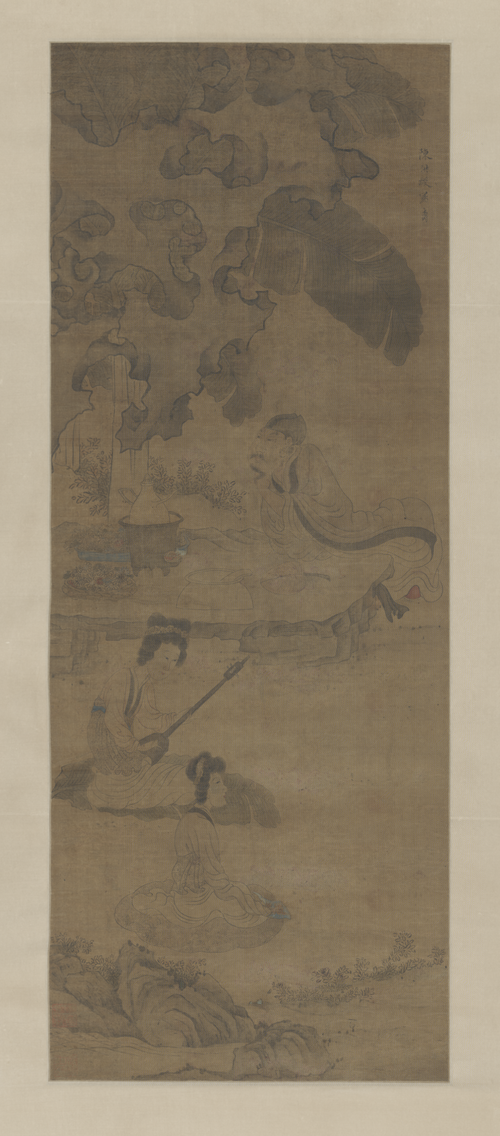 陈洪绶弹唱轴, , Chen Hongshou