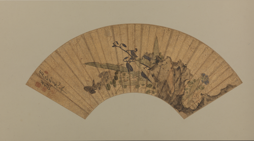 陈洪绶花蝶扇面, , Chen Hongshou