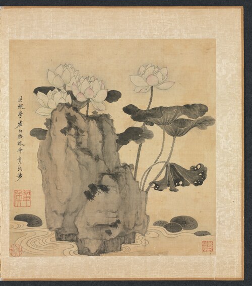 Paintings after Ancient Masters: Lotus and Rocks, 1625, Chen Hongshou