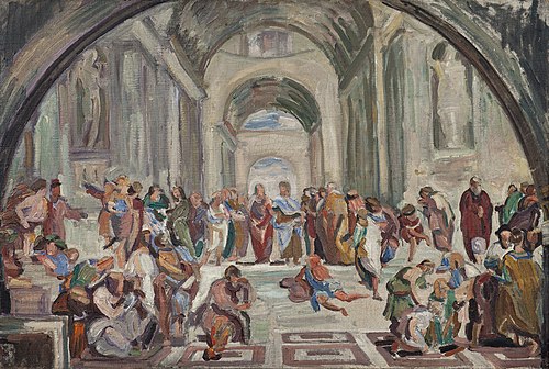 Copy after Rafael: The school of Athens, 1912, Jens Adolf Emil Jerichau