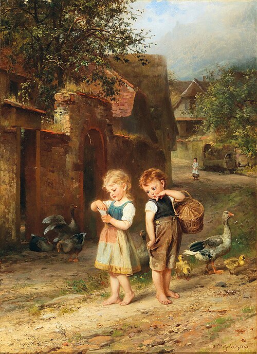 Feeding the Ducks, 1888, Anton Dieffenbach