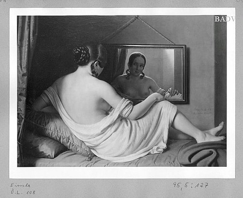 Mädchen auf einem Ruhebett vor dem Spiegel, 1841, Anton Einsle