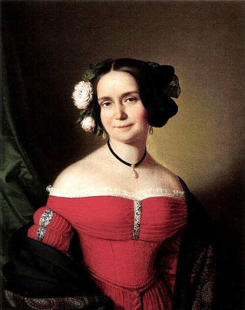 Woman in a Red Dress, 1838, Anton Einsle