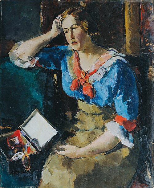 Sitzende Dame in blauer Bluse, 1912, Anton Faistauer