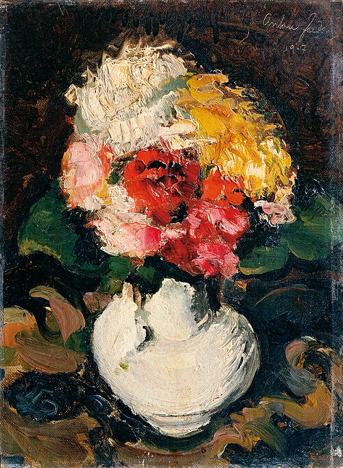 Blumenbouquet in weißer Vase, 1917, Anton Faistauer