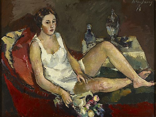 Junge Frau auf rotem Sofa, 1913, Anton Faistauer