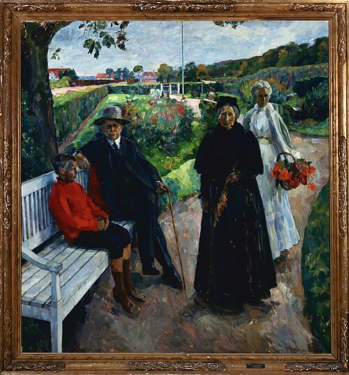 Group portrait. The merchant Tetzen-Lund and his family in their garden., 1912, Aksel Jørgensen