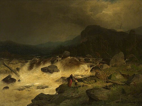 Torrent Scene in Norway, 1870, Anders Kallenberg