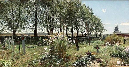Kyrkogård i sommarsol, 1887, Gottfrid Kallstenius