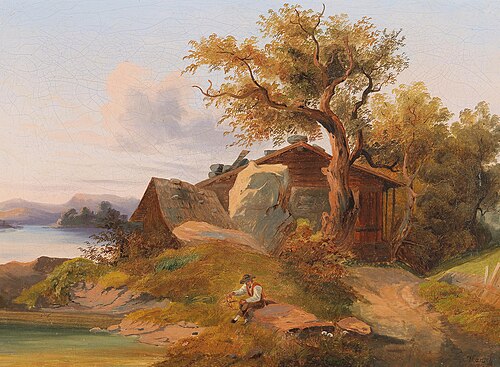 Resting by the Brookside, 1876, Anton Hansch