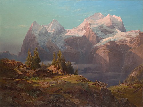 Wengeralpe im Berner Oberland (Jungfrau und Mönch), 1853, Anton Hansch