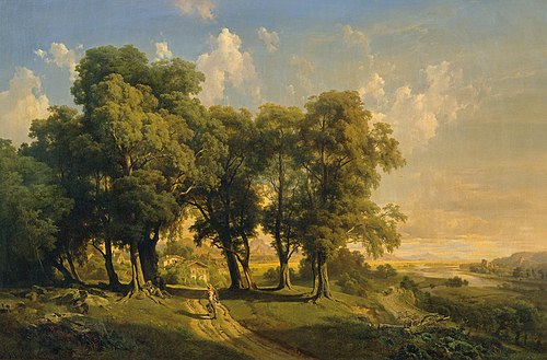 Unter den Linden (Abendlandschaft), 1858, Anton Hansch