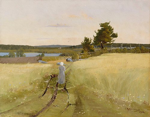 Haminalahti, emäntä polulla, 1900, Sigfrid Keinänen