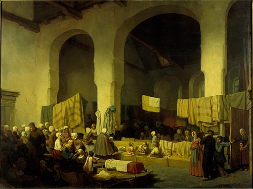Victims of the flood from Veenendaal in St. Geertruida Church in Utrecht, 1855, David van der Kellen