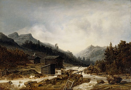 Painting of Rekolankoski in River Jämsänjoki, 1869, Johan Knutson