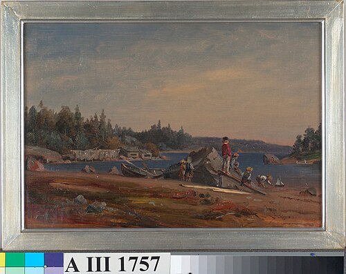 Landskap med barn på en strand, , Johan Knutson