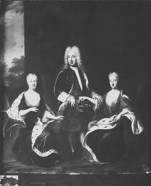 Fredrik I, 1676-1751, kung av Sverige, Ulrika Eleonora d.y., 1688-1741, Sofia Charlotta Karolina, 16, 1728, David Kock