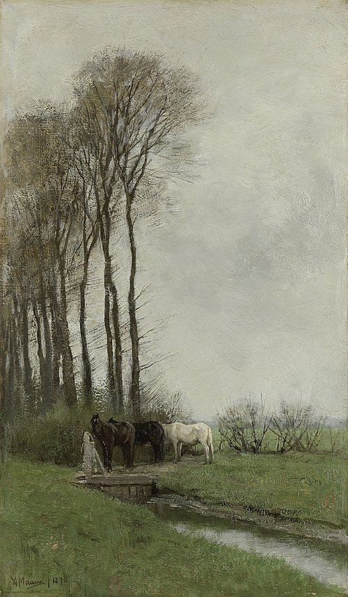 Horses near the fence., 1878, Anton Mauve
