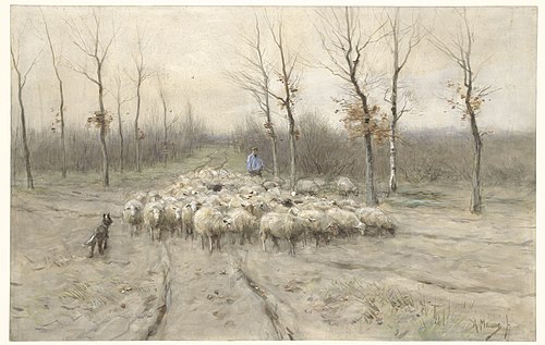 Troupeau de moutons dans la lande à Laren, 1850, Anton Mauve