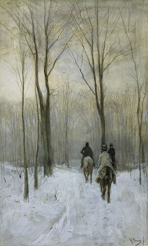 Cavaliers dans la neige dans la forêt de Haye, 1880, Anton Mauve