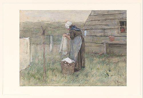 Femme à la corde à linge, 1850, Anton Mauve