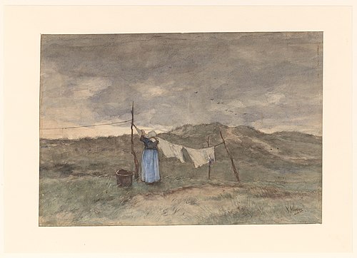 Femme à la corde à linge dans les dunes, 1850, Anton Mauve