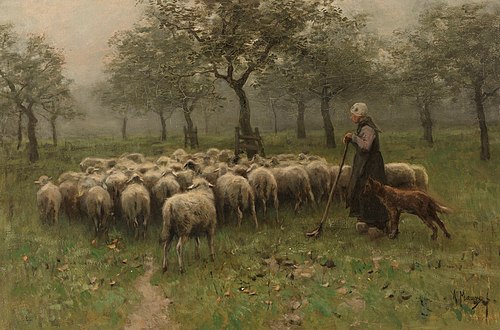 Bergère et troupeau de moutons, 1888, Anton Mauve