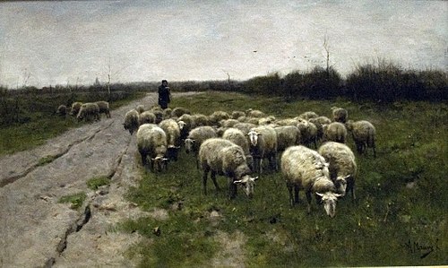 Shepherd with sheep, 1880, Anton Mauve