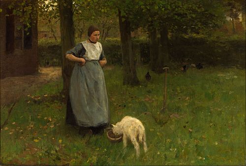 Woman from Laren with lamb, 1885, Anton Mauve