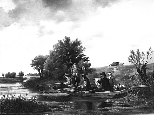 Een vispartij, 1840, Hubertus van Hove