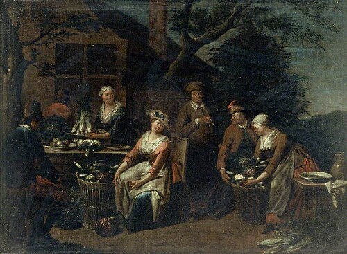 A Group of Peasants, Vegetables and Fruit, , Jan Josef Horemans I