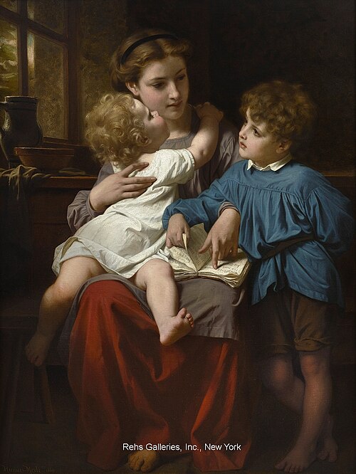 La lecture, 1869, Hugues Merle