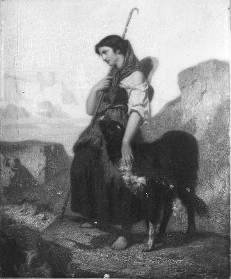 Bergère avec un chien dans les Alpes, 1859, Hugues Merle