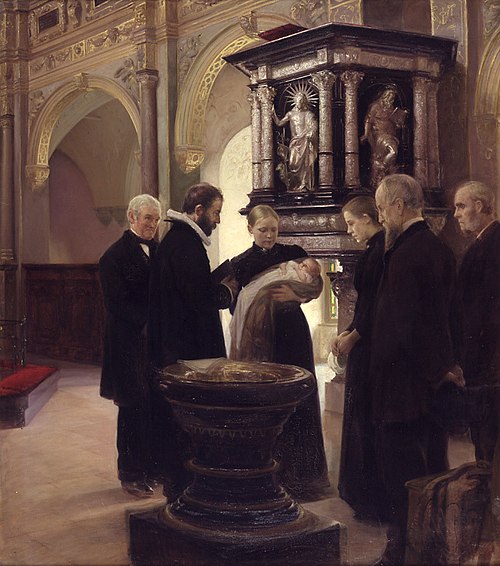 En barnedåb, 1893, Knud Erik Larsen