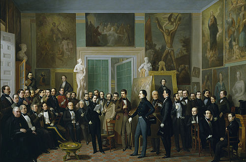 Les Poètes contemporains. Une lecture de Zorrilla dans le studio de l'artiste, 1846, Antonio María Esquivel