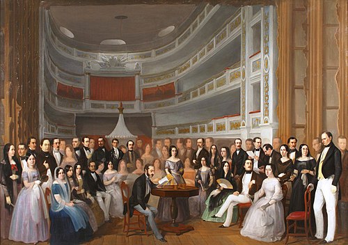 Ventura de la Vega reading a play at the Teatro del Príncipe, 1846, Antonio María Esquivel