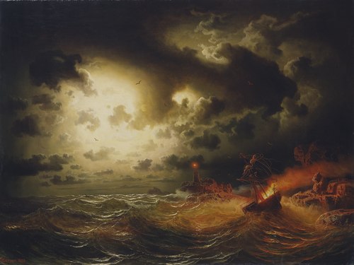 Burning Steamer, 1858, Marcus Larson